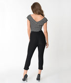 Unique Vintage 1950s Black High Waist Rachelle Capri Pants