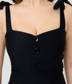 Vintage Style Black Pin-Up Romper Swimsuit