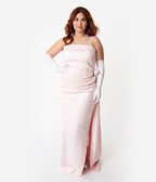 Barbie™ x Unique Vintage Plus Size Pink Satin Strapless Enchanted Evening Gown