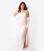 Barbie™ x Unique Vintage Plus Size Pink Satin Strapless Enchanted Evening Gown