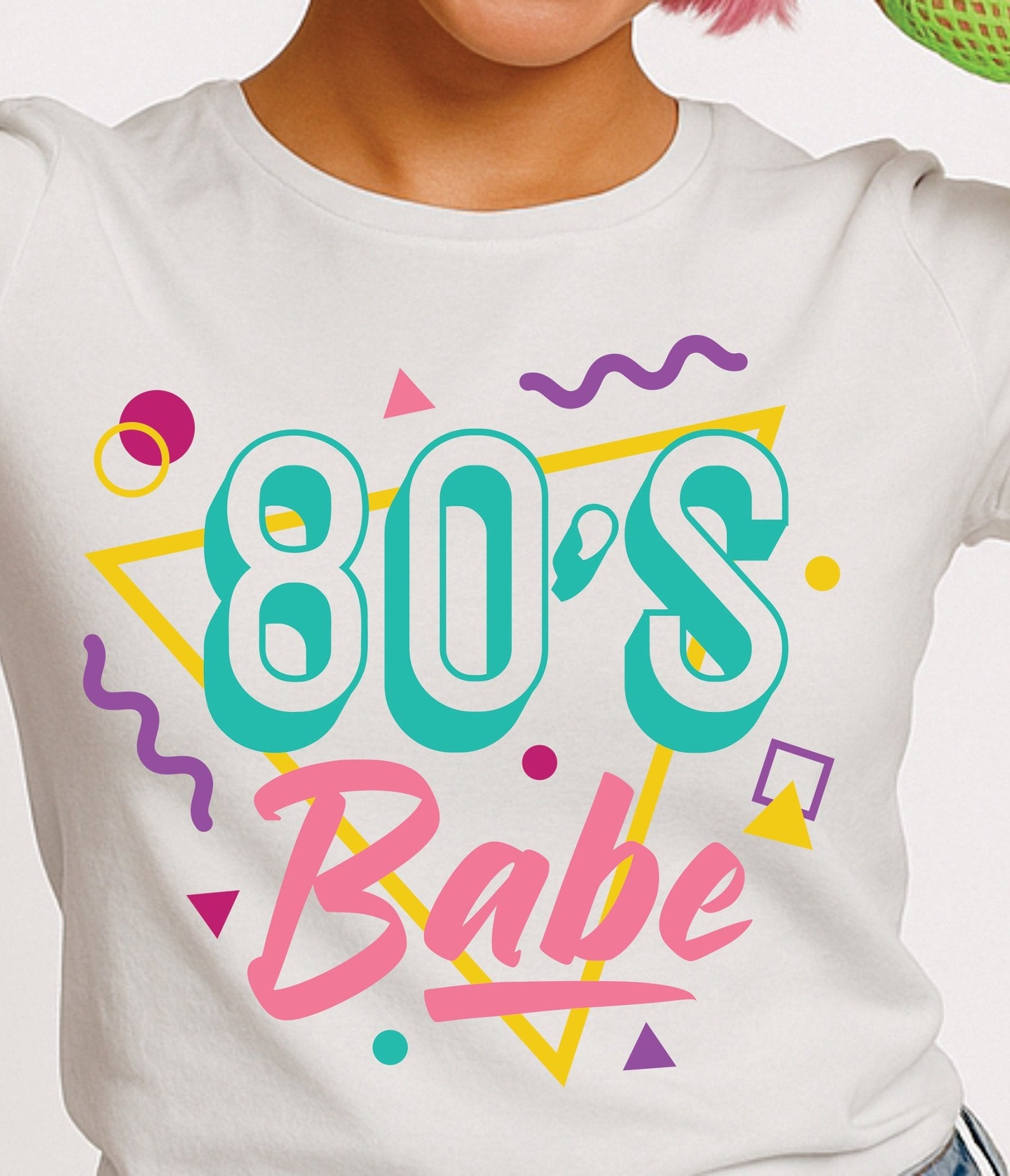80s Babe Retro Shapes Graphic Tee - Unique Vintage - Womens, GRAPHIC TEES, TEES