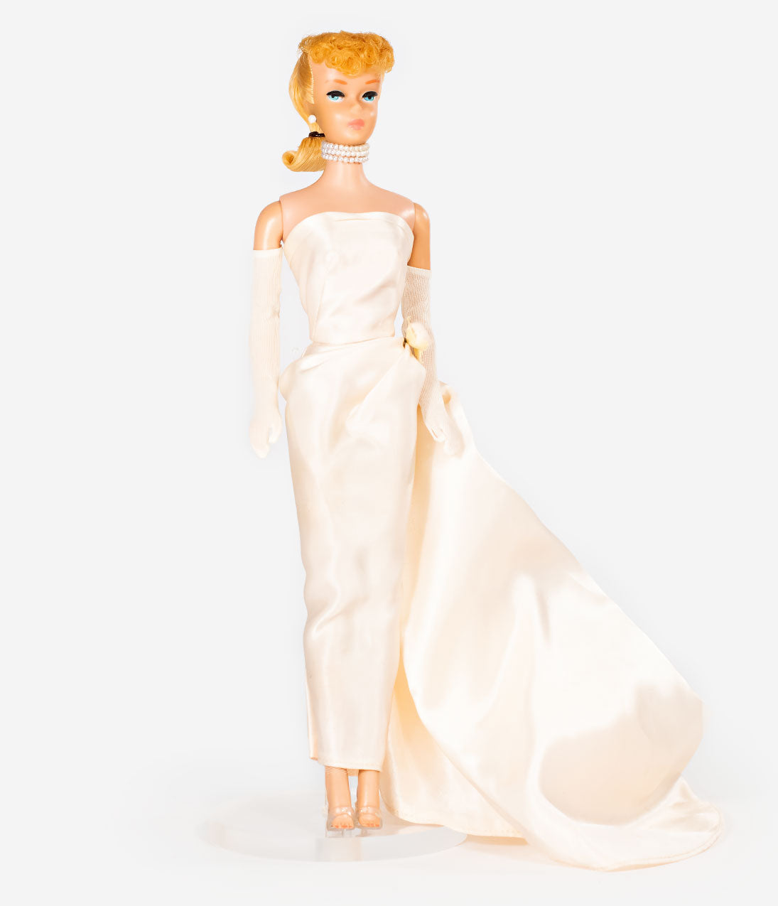 Barbie x Unique Vintage Pink Satin Strapless Enchanted Evening Gown Barbie x Unique Vintage Pink Satin Strapless Enchanted Evening Gown