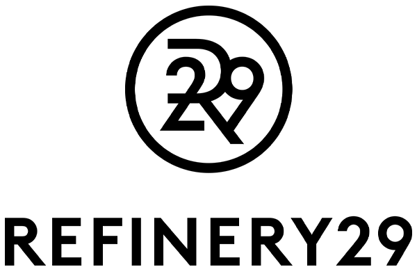Logo of Refinery29 with a circular design and text on a white background