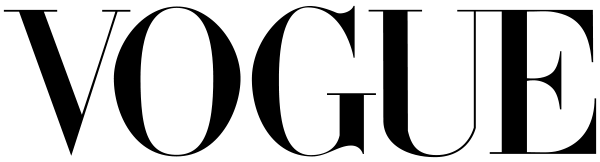 Black 'VOGUE' logo on a white background