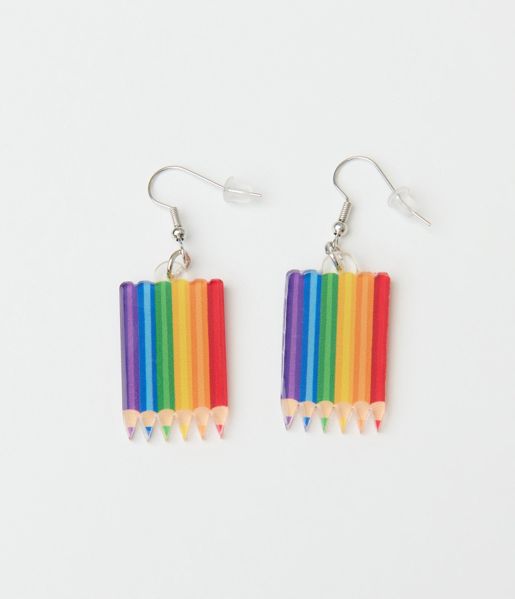 Acrylic Colored Pencil Teacher Earrings - Unique Vintage - Womens, ACCESSORIES, JEWELRY
