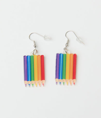 Acrylic Colored Pencil Teacher Earrings - Unique Vintage - Womens, ACCESSORIES, JEWELRY