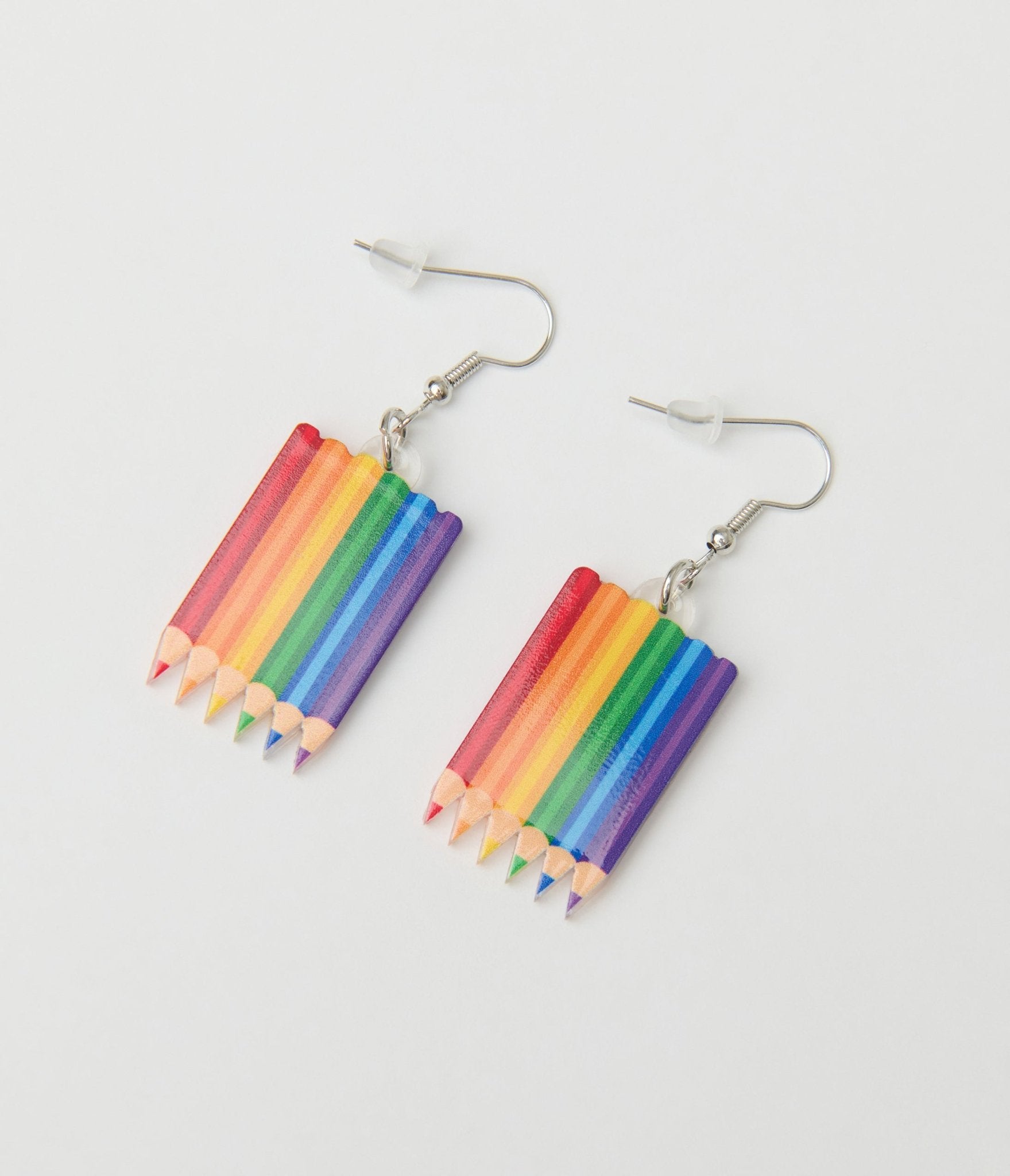 Acrylic Colored Pencil Teacher Earrings - Unique Vintage - Womens, ACCESSORIES, JEWELRY