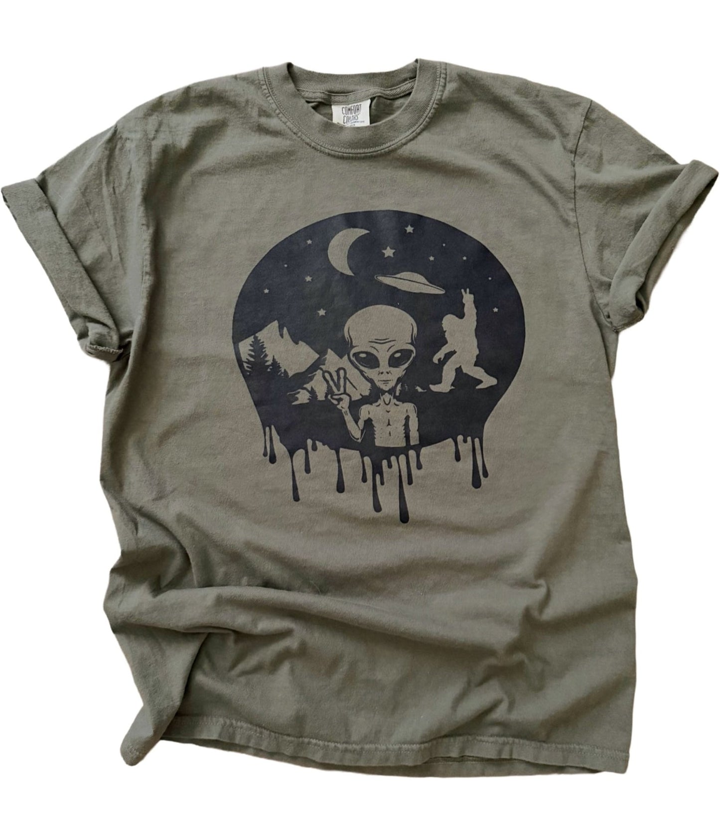 Aliens & Cryptid Unisex Graphic Tee - Unique Vintage - Womens, TOPS, TEES