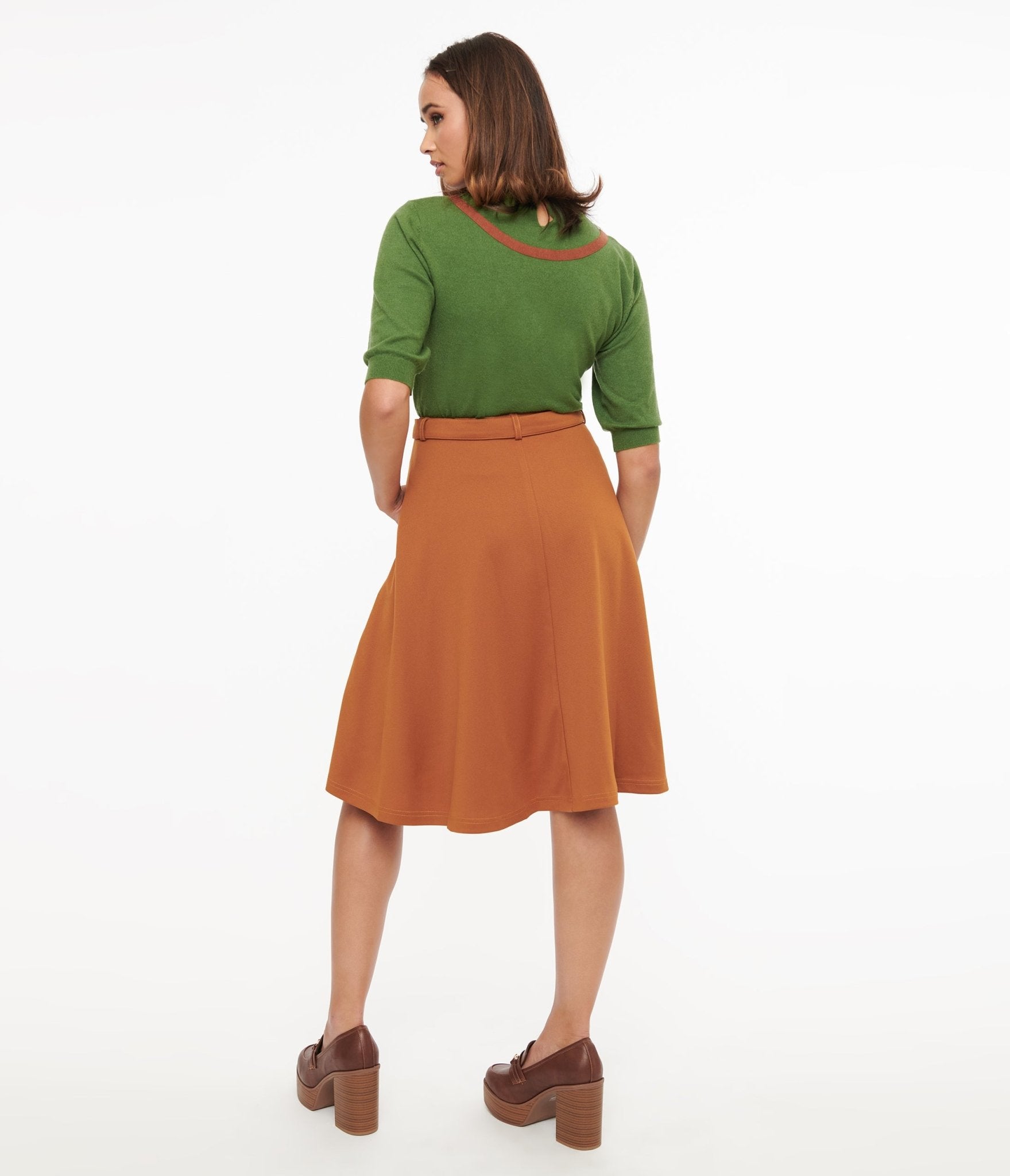 Amber Belted Midi Skirt - Unique Vintage - Womens, BOTTOMS, SKIRTS