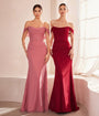 Amoris by Cinderella Divine Mauve Rose Chiffon Fitted Off Shoulder Prom Gown