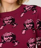 Annabelle x Unique Vintage Burgundy Annabelle Long Sleeve Sweater - Unique Vintage - Womens, TOPS, SWEATERS