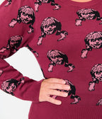 Annabelle x Unique Vintage Plus Size Burgundy Annabelle Long Sleeve Sweater - Unique Vintage - Womens, TOPS, SWEATERS
