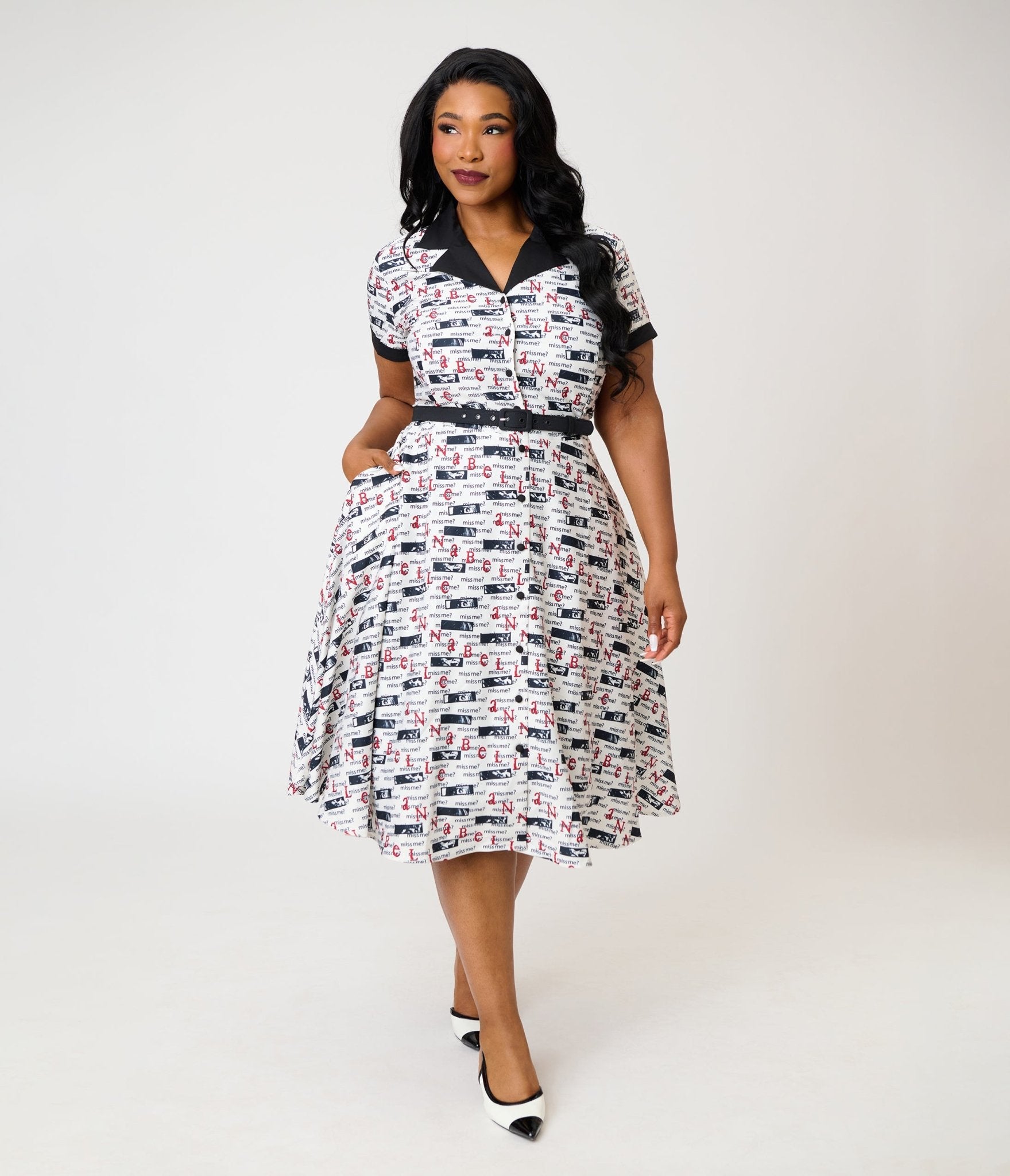 Annabelle x Unique Vintage Plus Size Ivory Miss Me Alexis Swing Dress - Unique Vintage - Womens, DRESSES, SWING