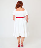 Annabelle x Unique Vintage Plus Size White Annabelle Ruffle Swing Dress - Unique Vintage - Womens, DRESSES, SWING