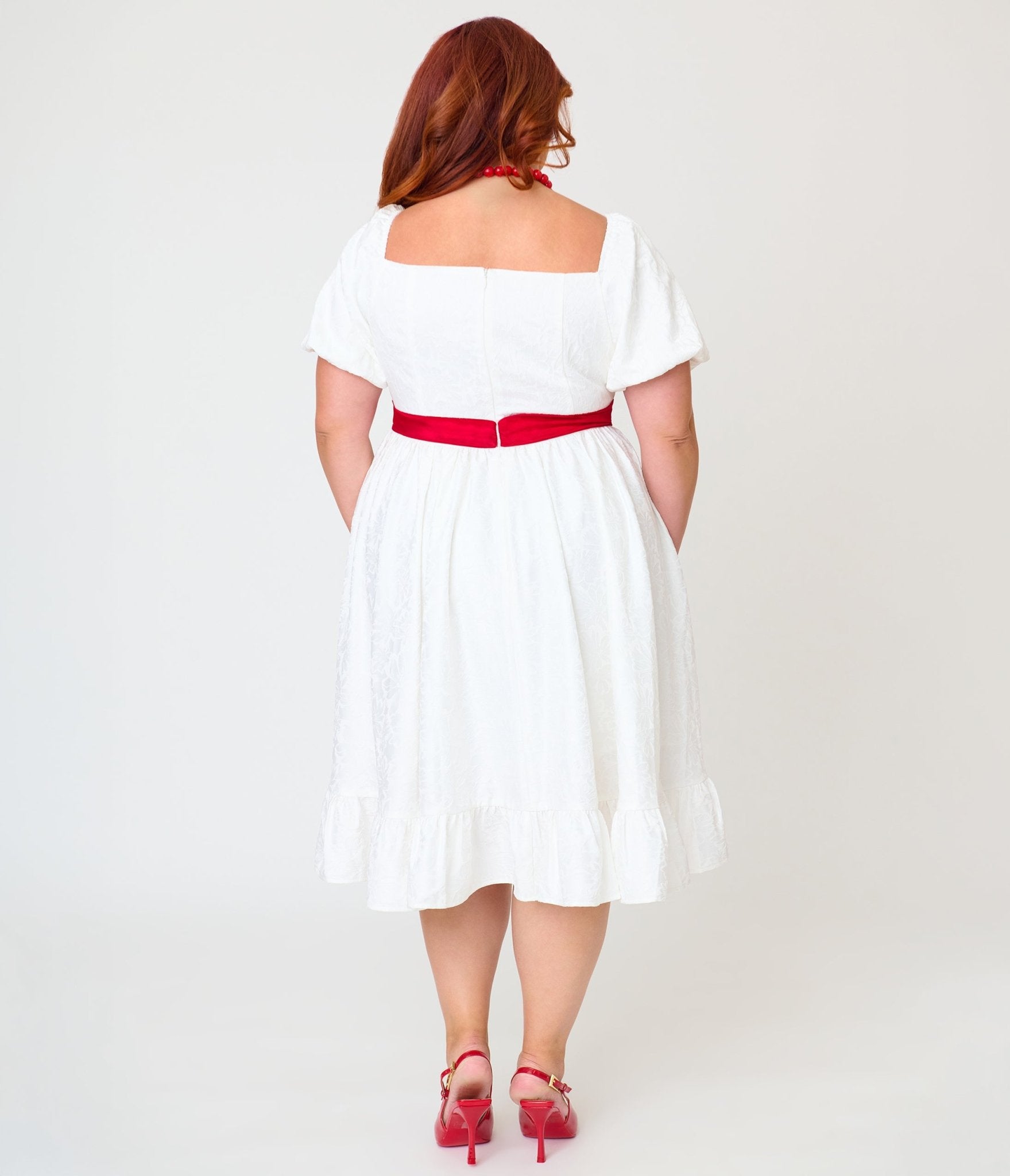 Annabelle x Unique Vintage Plus Size White Annabelle Ruffle Swing Dress - Unique Vintage - Womens, DRESSES, SWING