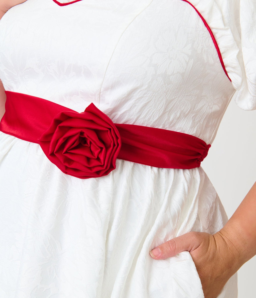 Annabelle x Unique Vintage Plus Size White Annabelle Ruffle Swing Dress - Unique Vintage - Womens, DRESSES, SWING