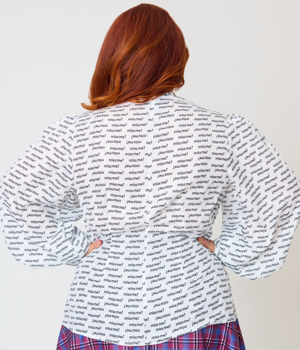 Annabelle x Unique Vintage Plus Size White Miss Me Gwen Blouse - Unique Vintage - Womens, TOPS, WOVEN TOPS