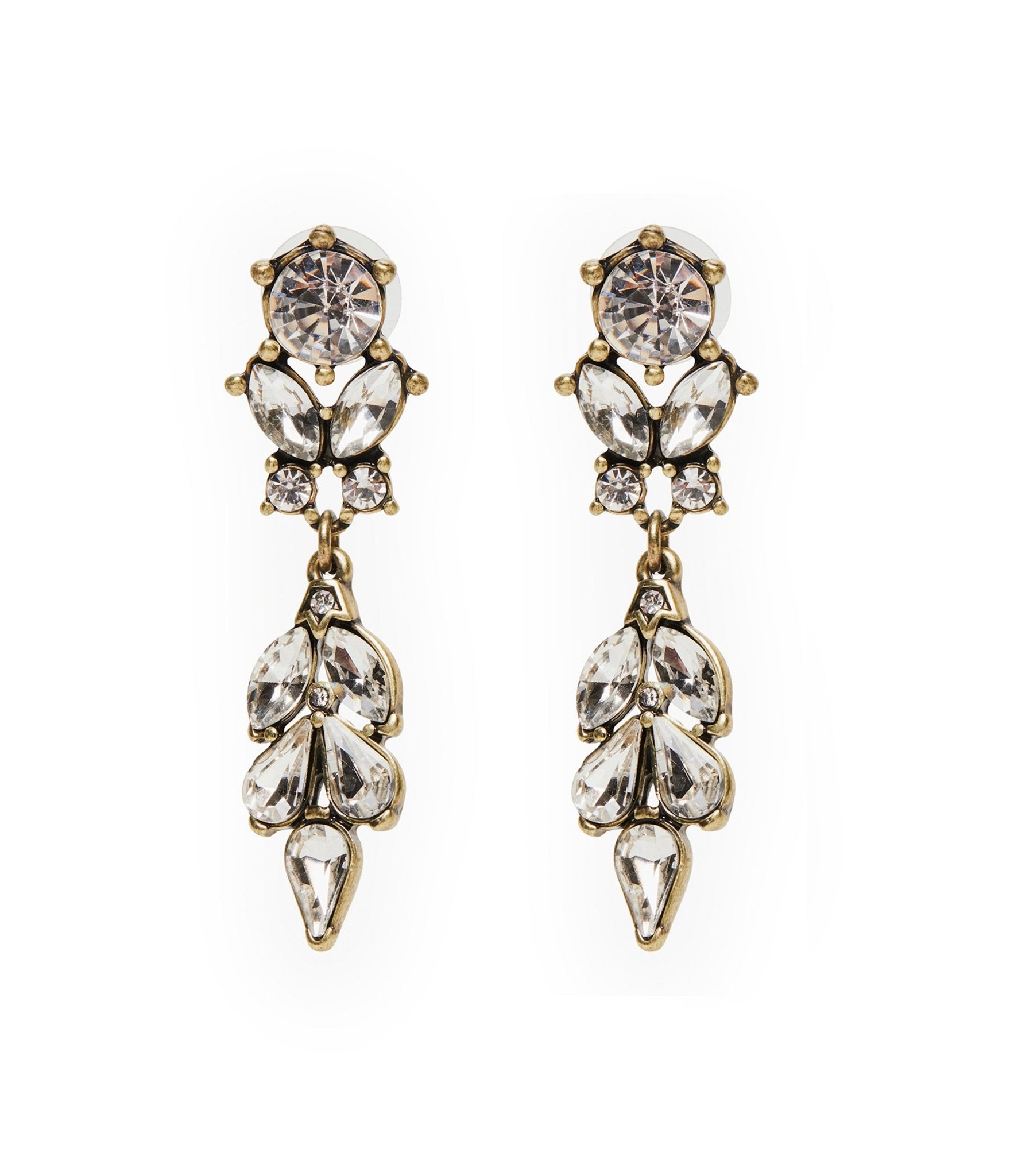 Antique Diamante Crystal Drop Earrings - Unique Vintage - Womens, ACCESSORIES, JEWELRY