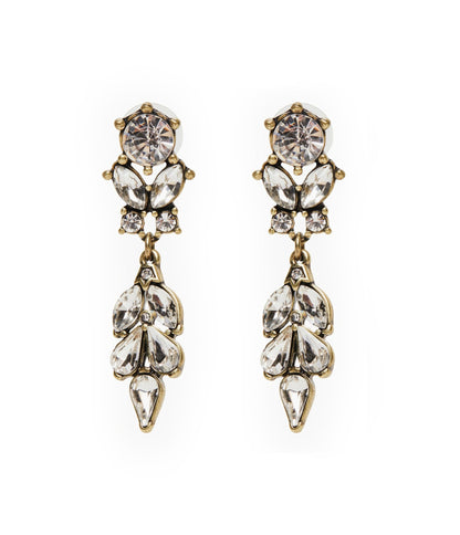Antique Diamante Crystal Drop Earrings - Unique Vintage - Womens, ACCESSORIES, JEWELRY