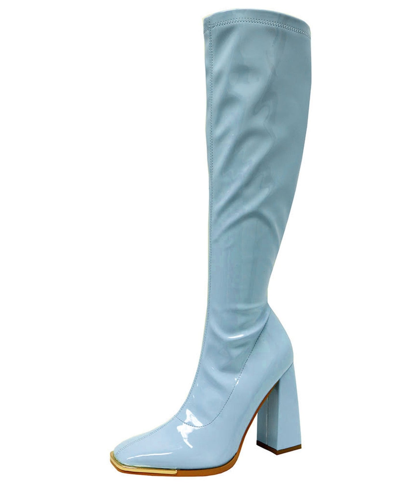 Baby Blue Patent Gogo Boot - Unique Vintage - Womens, SHOES, HEELS