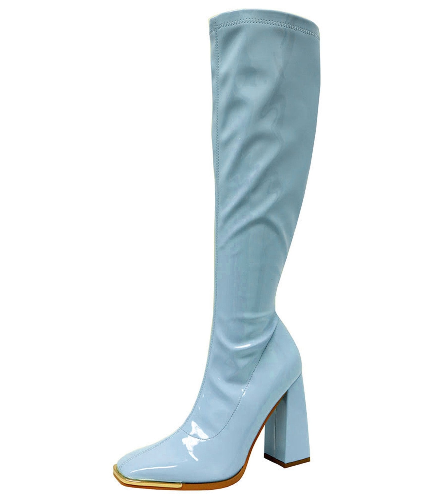 Baby Blue Patent Gogo Boot - Unique Vintage - Womens, SHOES, HEELS