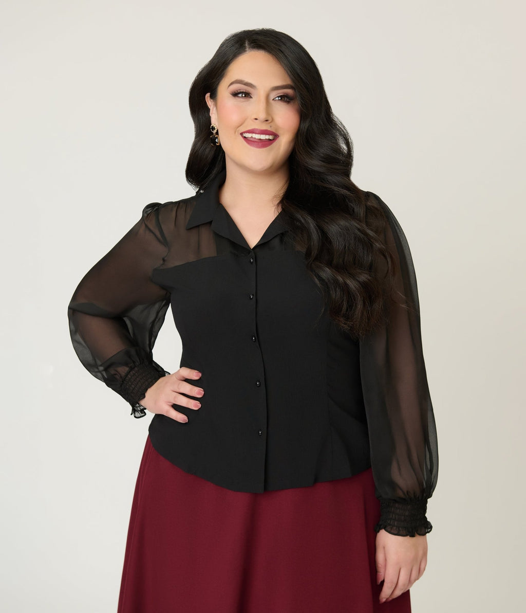 Banned Black Bonnie Blouse - Unique Vintage - Womens, TOPS, SHIRTS