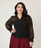 Banned Black Bonnie Blouse - Unique Vintage - Womens, TOPS, SHIRTS