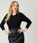 Banned Black Bow Bella Sweater - Unique Vintage - Womens, TOPS, SWEATERS