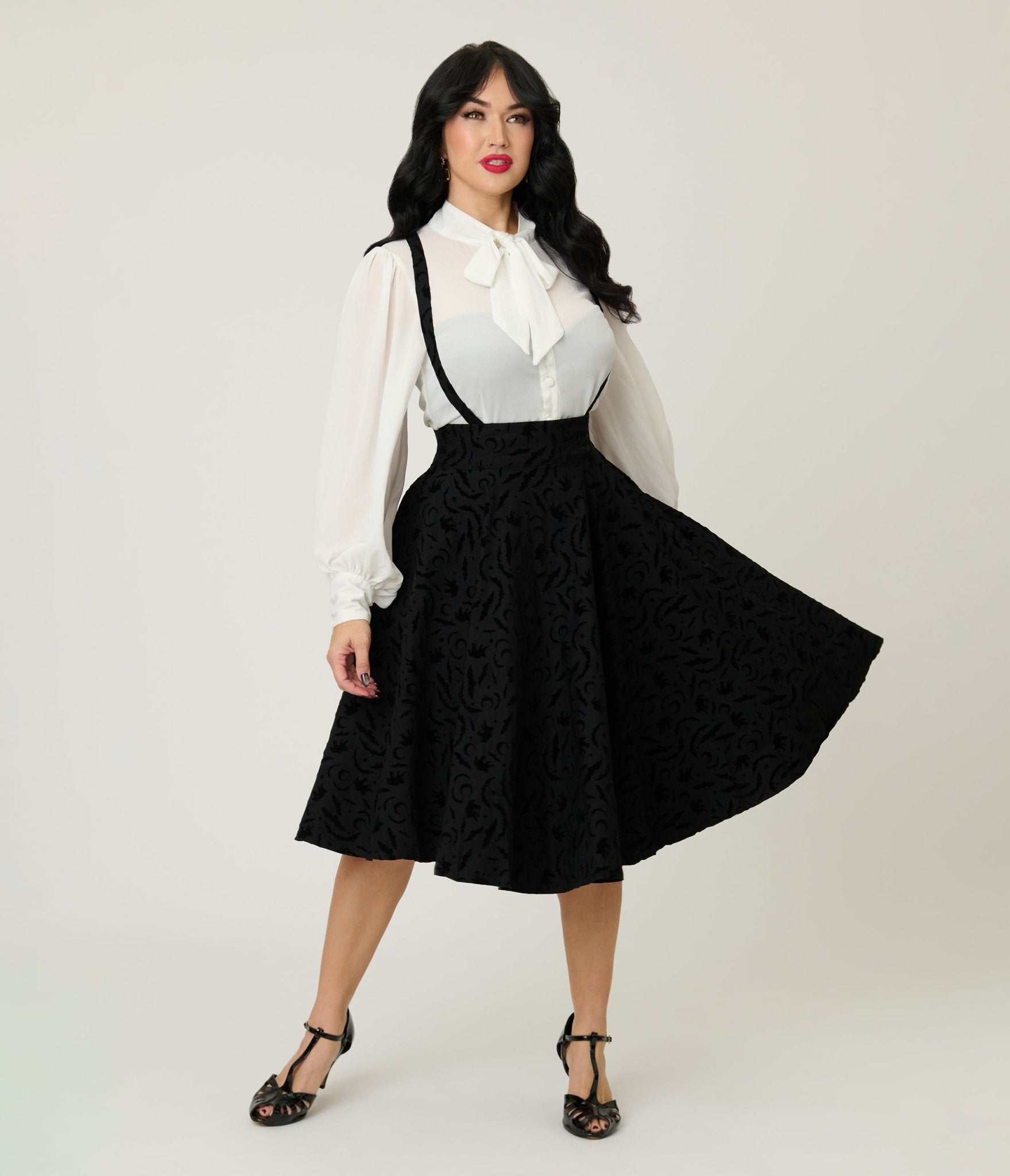 Banned Black Cecilia Halloween Suspender Swing Skirt - Unique Vintage - Womens, DRESSES, A - LINE