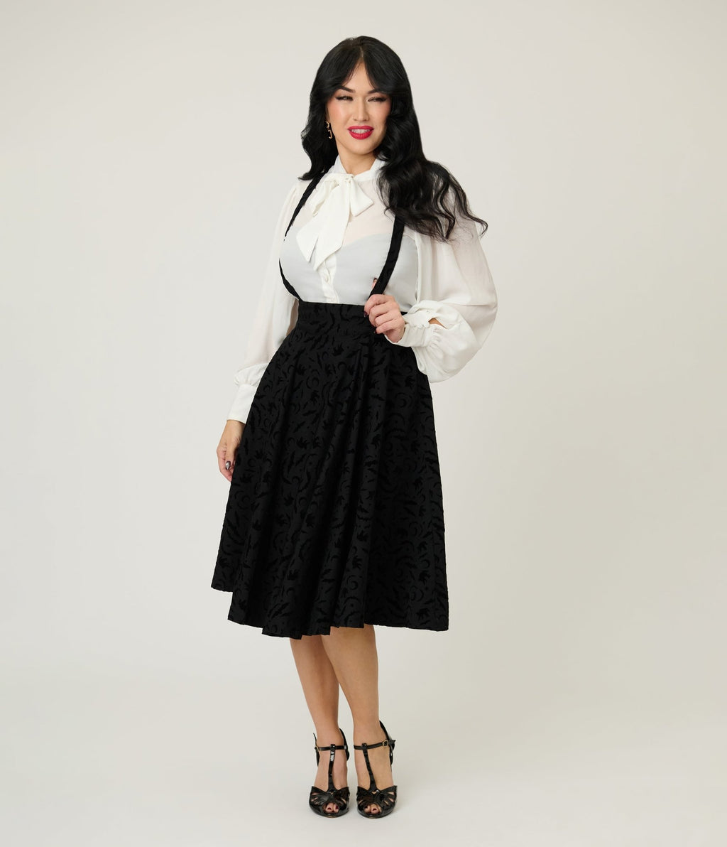 Banned Black Cecilia Halloween Suspender Swing Skirt - Unique Vintage - Womens, DRESSES, A - LINE