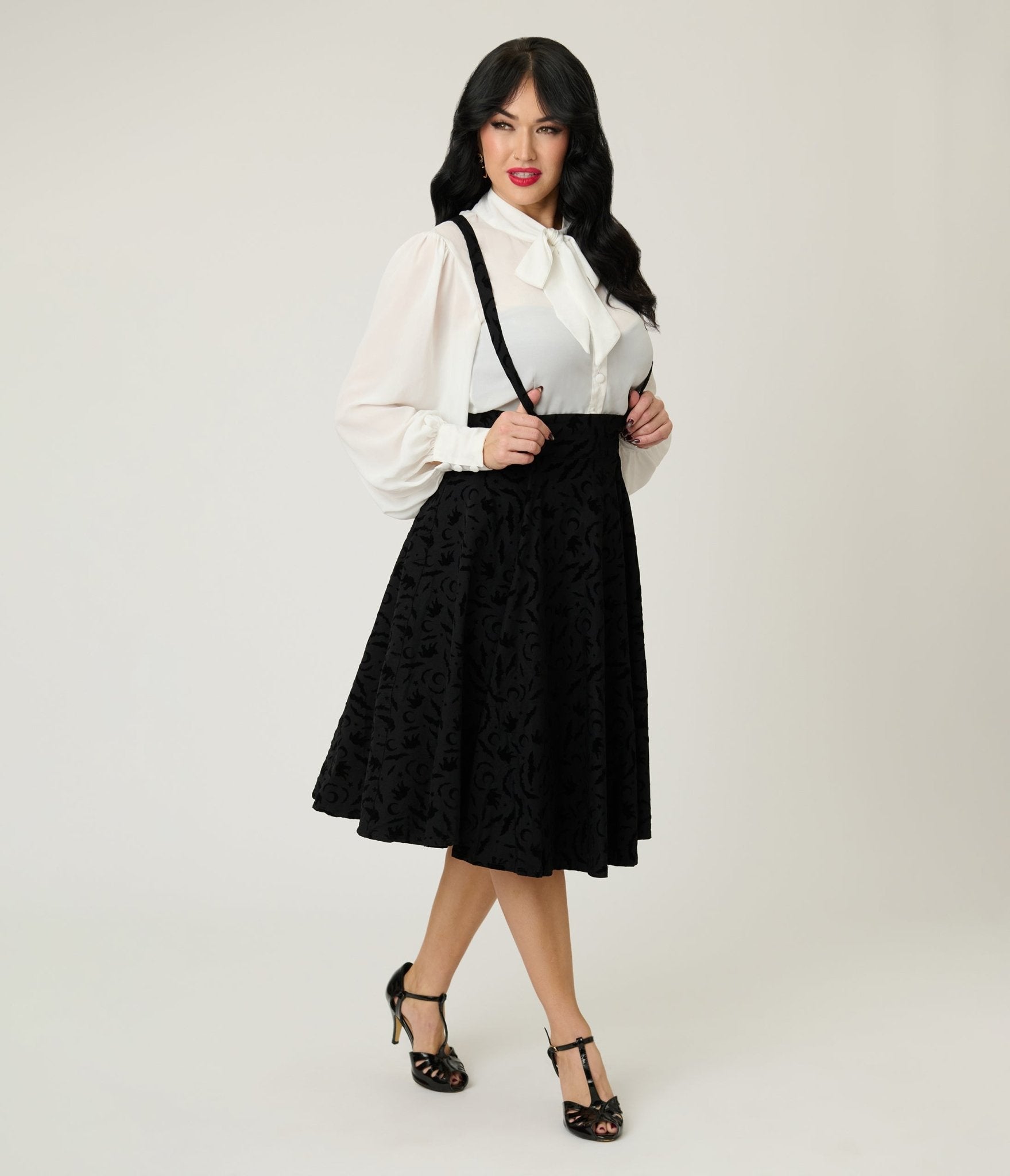 Banned Black Cecilia Halloween Suspender Swing Skirt - Unique Vintage - Womens, DRESSES, A - LINE