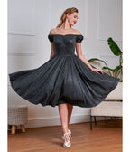Banned Black Glitter Swing Dress - Unique Vintage - Womens, DRESSES, SWING