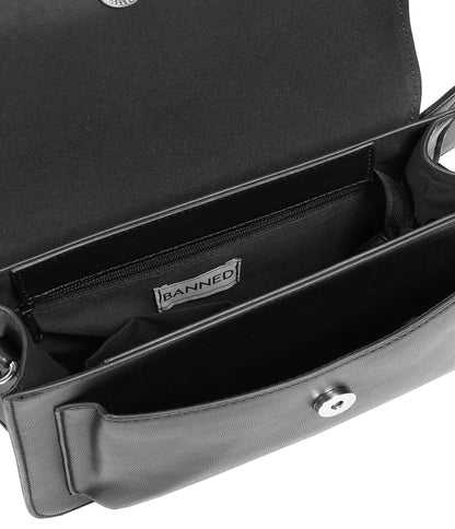 Banned Black Leatherette Bat Handbag - Unique Vintage - Womens, ACCESSORIES, HANDBAGS