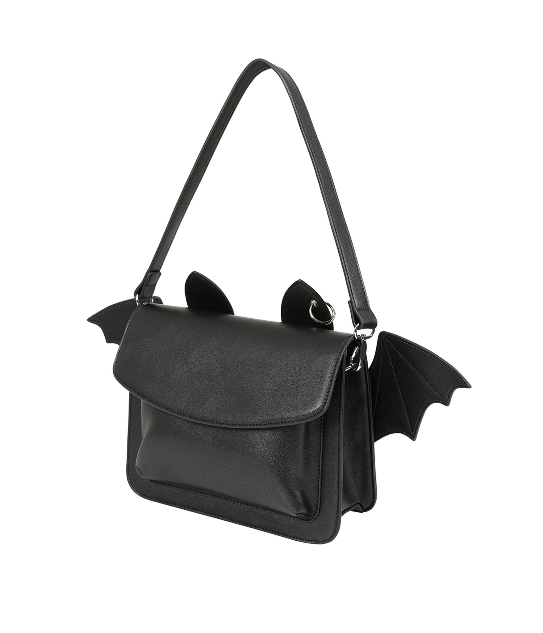 Banned Black Leatherette Bat Handbag - Unique Vintage - Womens, ACCESSORIES, HANDBAGS