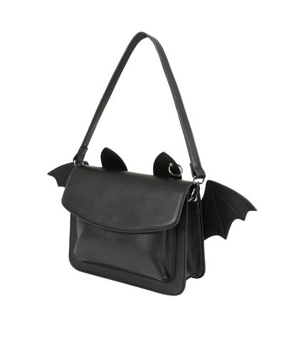 Banned Black Leatherette Bat Handbag - Unique Vintage - Womens, ACCESSORIES, HANDBAGS