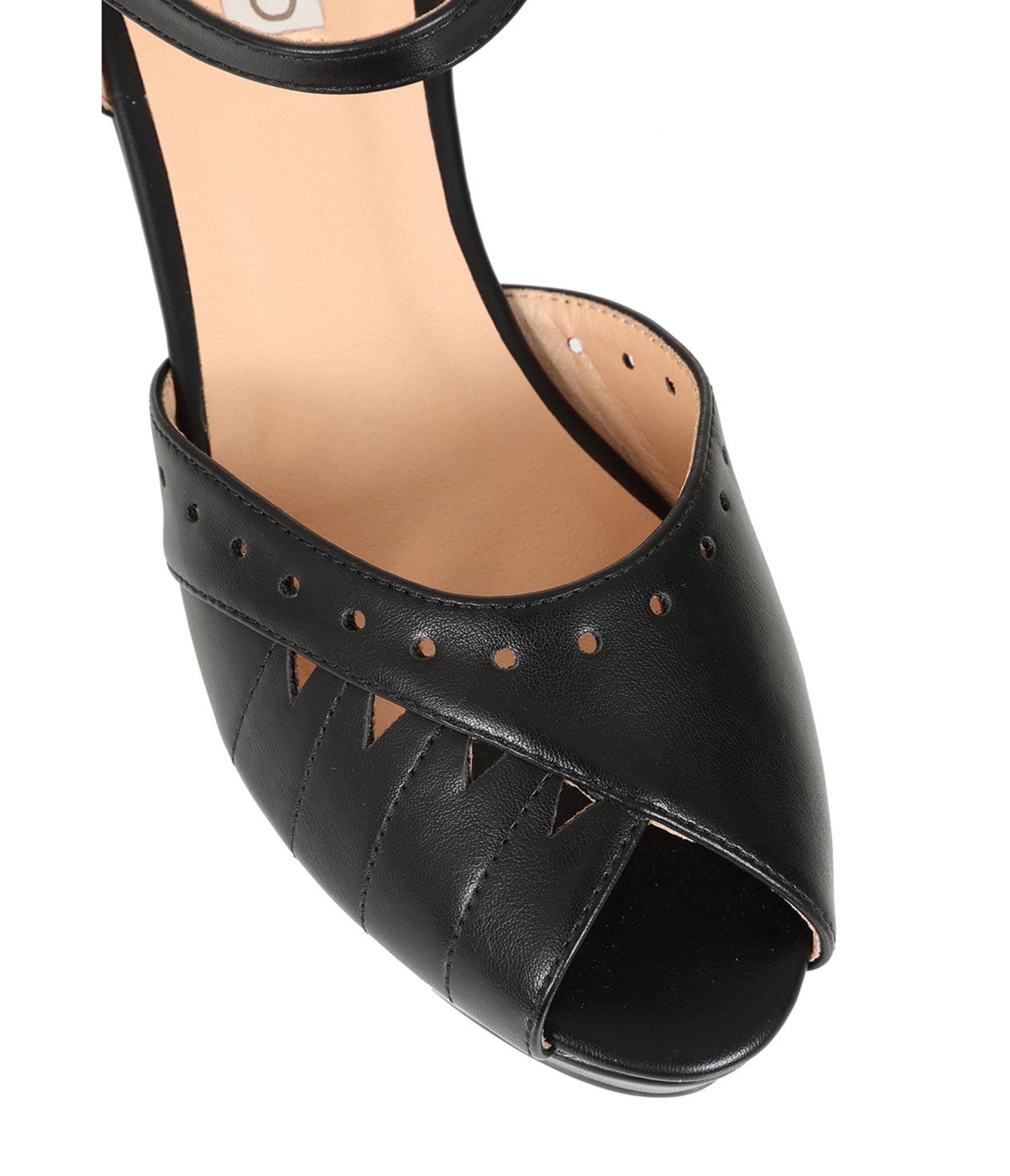 Banned Black Leatherette Peep Toe Wedges - Unique Vintage - Womens, SHOES, SANDALS