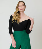 Banned Black Off The Shoulder Dixie Top - Unique Vintage - Womens, TOPS, SHIRTS