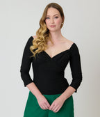 Banned Black Off The Shoulder Dixie Top - Unique Vintage - Womens, TOPS, SHIRTS