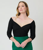 Banned Black Off The Shoulder Dixie Top - Unique Vintage - Womens, TOPS, SHIRTS