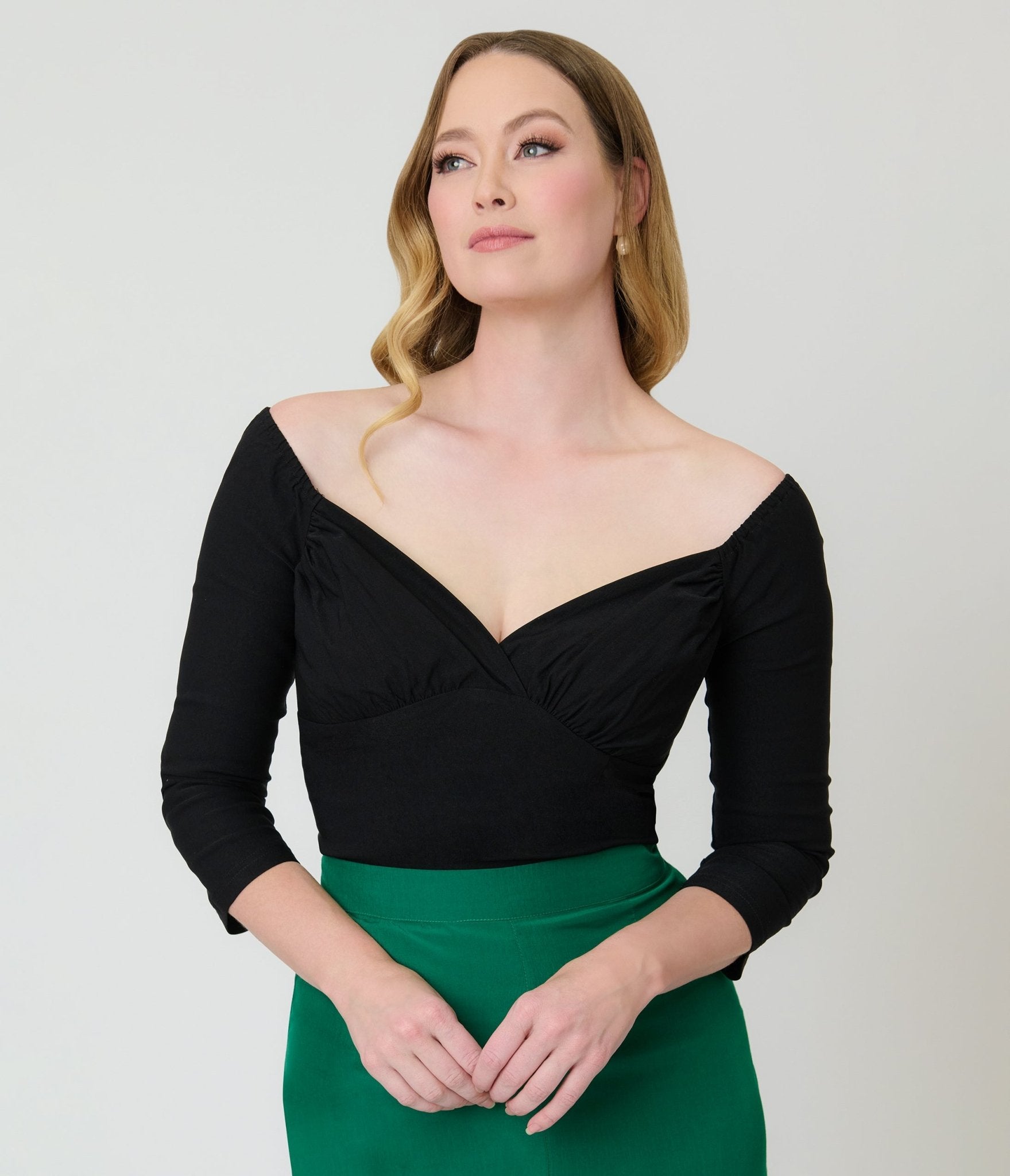 Banned Black Off The Shoulder Dixie Top - Unique Vintage - Womens, TOPS, SHIRTS