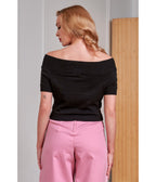 Banned Black Off the Shoulder Lavinia Cotton Top - Unique Vintage - Womens, TOPS, SWEATERS