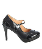 Banned Black Patent Leatherette Mary Jane Pumps - Unique Vintage - Womens, SHOES, HEELS