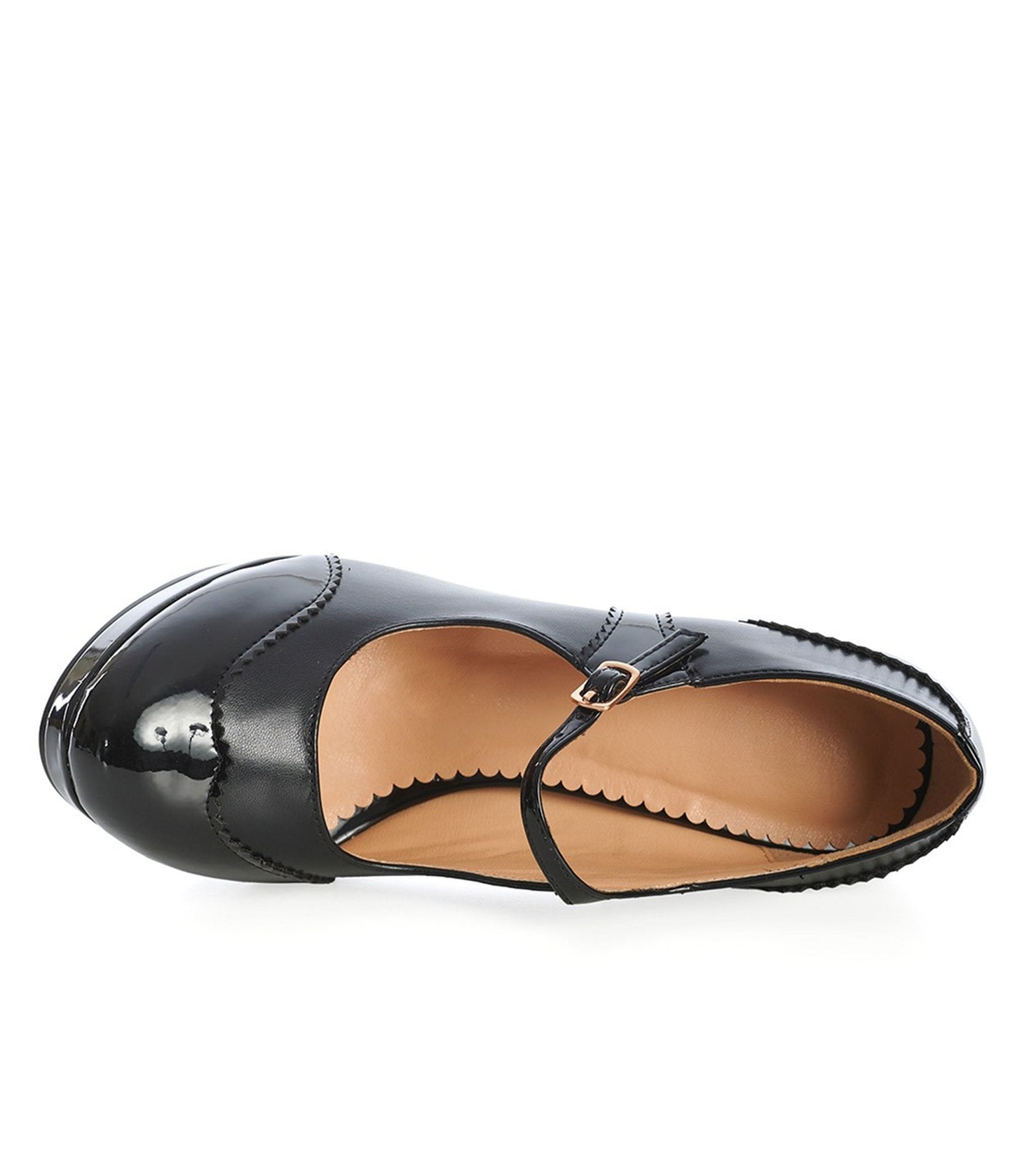 Banned Black Patent Leatherette Mary Jane Pumps - Unique Vintage - Womens, SHOES, HEELS