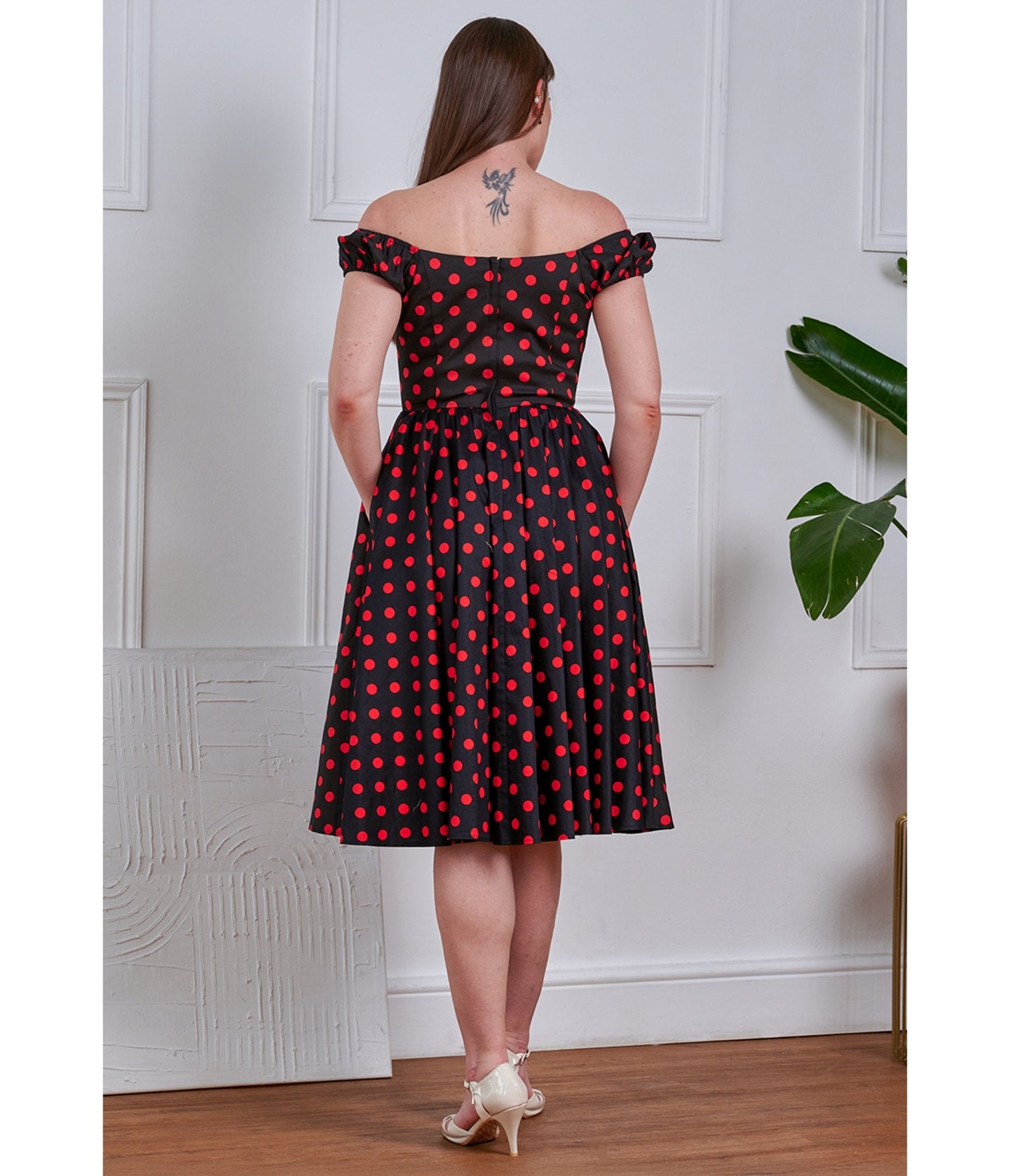 Banned Black & Red Polka Dot Marilyn Swing Dress - Unique Vintage - Womens, DRESSES, SWING