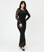 Banned Black Spiderweb Mesh Maxi Dress - Unique Vintage - Womens, DRESSES, MAXI