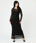 Banned Black Spiderweb Mesh Maxi Dress - Unique Vintage - Womens, DRESSES, MAXI