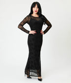 Banned Black Spiderweb Mesh Maxi Dress - Unique Vintage - Womens, DRESSES, MAXI