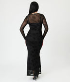Banned Black Spiderweb Mesh Maxi Dress - Unique Vintage - Womens, DRESSES, MAXI