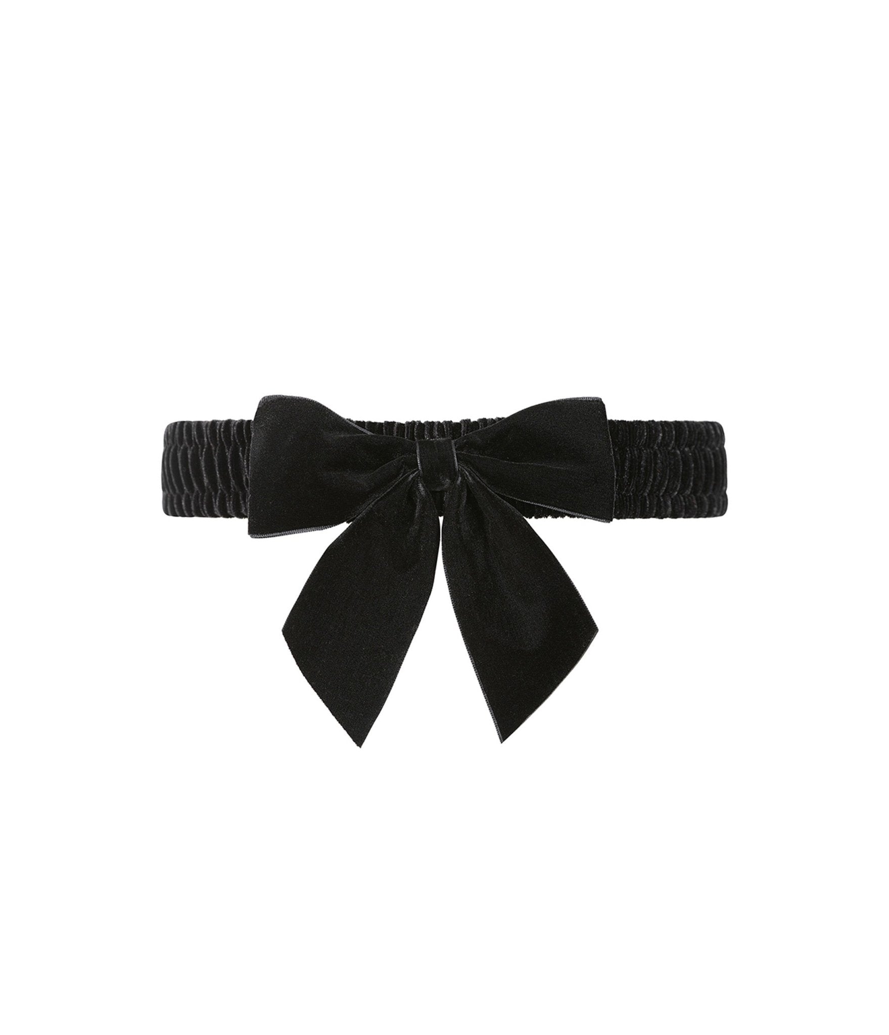Banned Black Velvet Bow Cinch Belt - Unique Vintage - Womens, ACCESSORIES, BELTS