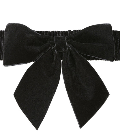 Banned Black Velvet Bow Cinch Belt - Unique Vintage - Womens, ACCESSORIES, BELTS